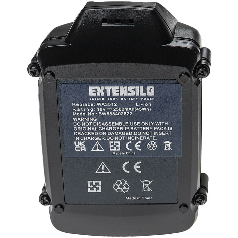 EXTENSILO 2x Replacement Battery compatible with Worx WG160