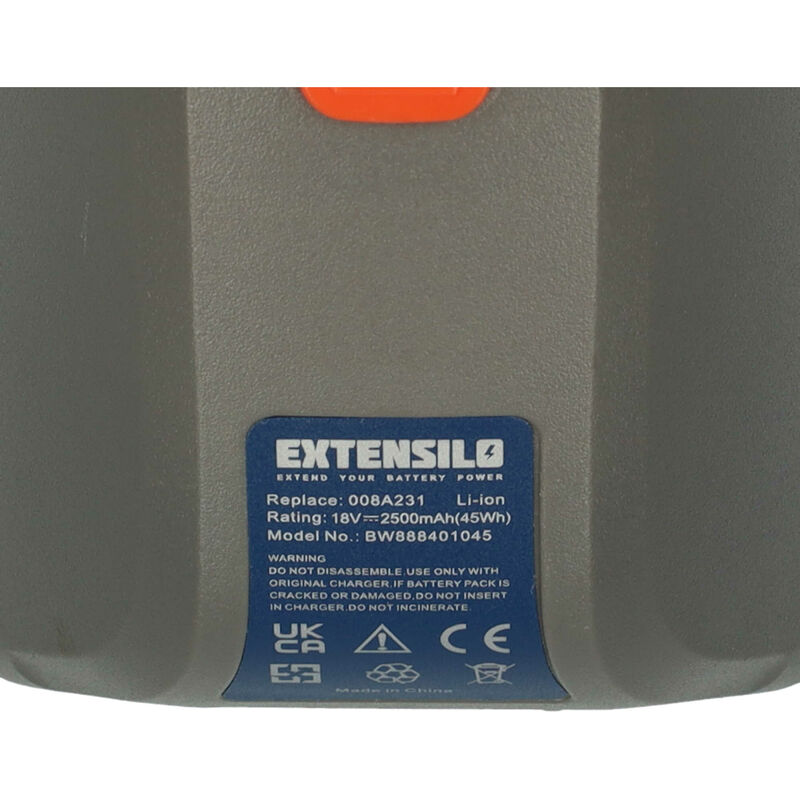 EXTENSILO Replacement Battery compatible with Gardena 8025-20 (35m Roll-up)  Hose Box, Hose Reel (2500mAh, 18 V, Li-ion)