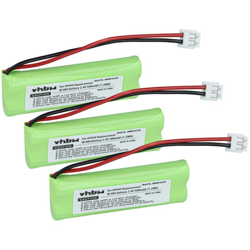 3 x Ni-MH battery 500mAh (2.4V) replace following batteries ...