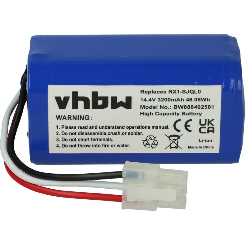 vhbw Replacement Battery compatible with iClebo ARTE YCR-M05, POP YCR-M05-P,  Smart YCR-M04-1 Home Cleaner (3200mAh, 14.4 V, Li-ion)