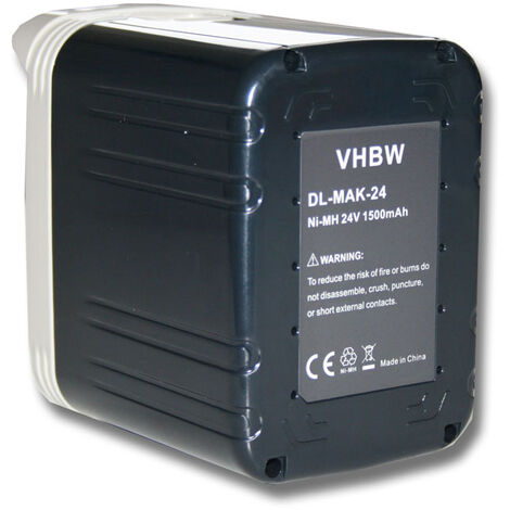 vhbw Replacement Battery compatible with Makita DK2405HF, TW200D, TW200DRA Electric Power Tools (1500 mAh, NiMH, 24 V)