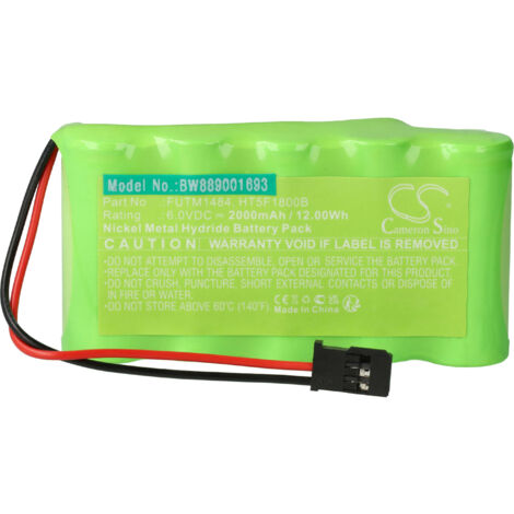 vhbw Battery Replacement for Futaba HT5F1800B, FUTM1484 for Transmitter (2000 mAh, 6 V, NiMH)