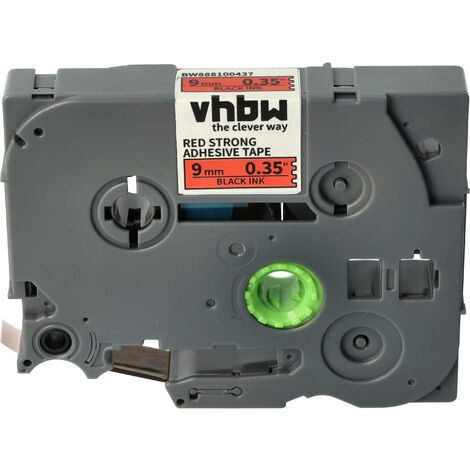 vhbw Label Tape compatible with Brother PT 9200, 9200PC, 9200DX, 900F Label Printer 8m x 9 mm, Black on Red, Extra Strong, Laminated (1/5)