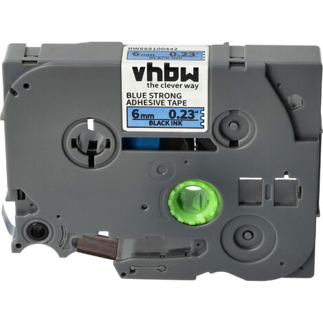 vhbw Label Tape compatible with Brother PT 1800+, 1800ECC, 1810, 1830 Label Printer 8m x 6 mm, Black on Blue, Extra Strong, Laminated (1/5)