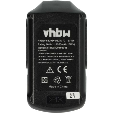 vhbw 1x Battery Replacement for Hitachi / Hikoki 329370, 329371, 329389, 331065, BCL 1015, 329369 for Power Tools (1500 mAh, Li-Ion, 10.8 V)