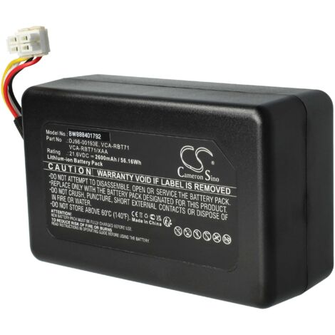 vhbw 1x Battery compatible with Samsung Powerbot VR10M703CWG/GE, VR10M703PWG, VR10M702PUW Home Cleaner Black (2600mAh, 21.6 V, Li-Ion) (1/5)