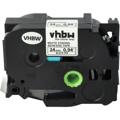 vhbw Label Tape compatible with Brother PT 2610, 2700, 2710, 2730 Label Printer 8m x 24 mm, Black on White, plastic, Extra Strong, Laminated (1/5)