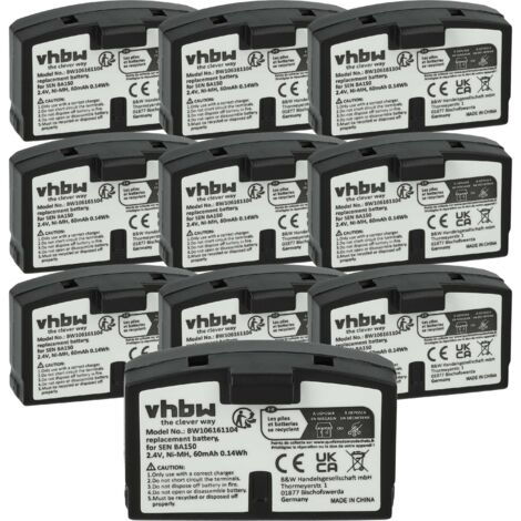 Vhbw Batterie Ricaricabili Per Cuffie Sennheiser - 3x 60mAh 2.4V NiMH