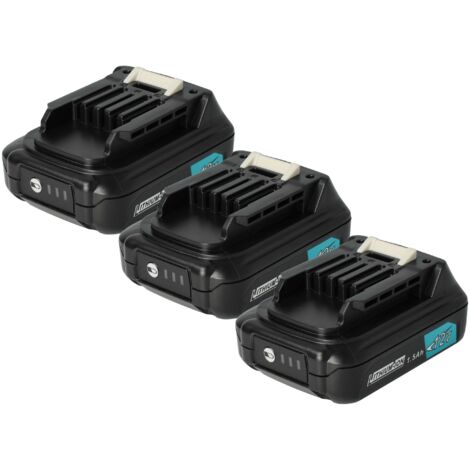 vhbw 3x Battery compatible with Makita DMR108 DF333DSAX6 DMR107 DS032 DMR202 DMR110 DF332DZ Power Tools 1500 mAh Li Ion 12 V