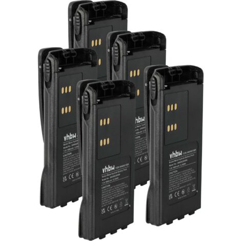 vhbw 5x Battery Replacement for Motorola HNN9011R, HNN9012BR, HNN9012R for Radio, Walkie-Talkie (1800 mAh, 7.2 V, NiMH) + Belt Clip (1/5)