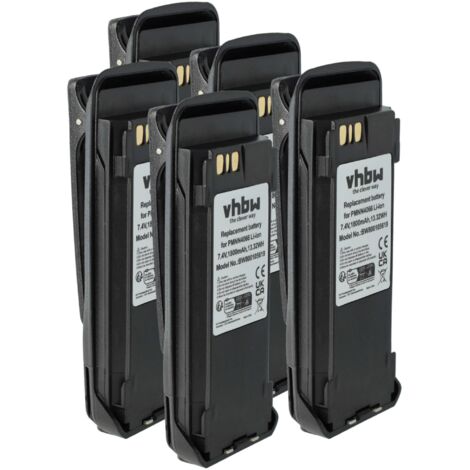 vhbw 5x Battery Replacement for Motorola PMNN4101A, PMNN4102A, PMNN4101 for Radio, Walkie-Talkie (1800 mAh, 7.4 V, Li-Ion) + Belt Clip (1/5)