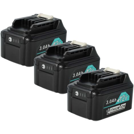 vhbw 3x Battery compatible with Makita HP332D, HSS01D, HP332DSAJ, JR103D, HP332DZ, HP331DZ, HP331DZJ Power Tools (3000 mAh, Li-Ion, 12 V) (1/5)