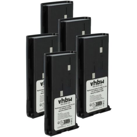 vhbw 5x Battery Replacement for Kenwood KNB-15, KNB-14N, KNB-15H, KNB-15A, KNB-14A, KNB-14 for Radio, Walkie-Talkie (1800 mAh, 7.4 V, Li-Ion) (1/5)