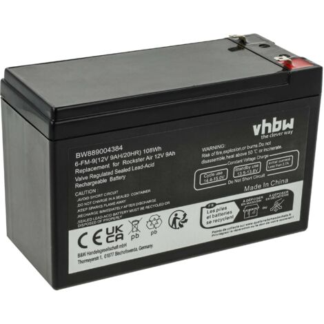 vhbw Battery compatible with Panasonic LC-R129CH1, LC-R129P1, UP-VW1234P1, UP-RW1245P1, UP-RWA1245P1, UP-RW1245CH1 UPS (9000 mAh, 12 V, AGM)