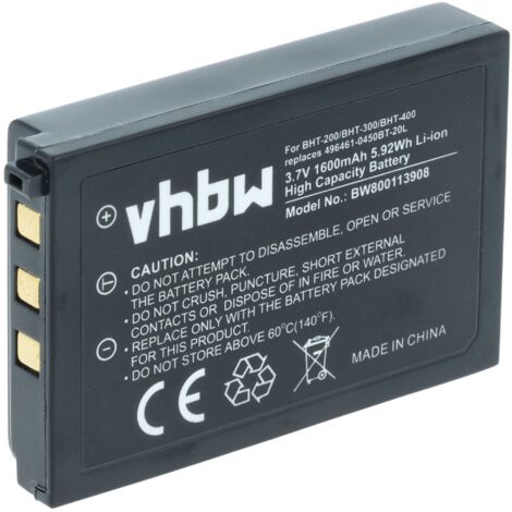 vhbw Battery compatible with Denso DS22L1-G, DS22L1-D, BHT-825QW, BHT-805Q, BHT-805BW Barcode Scanner POS (1600 mAh, 3.7 V, Li-Ion) (1/5)