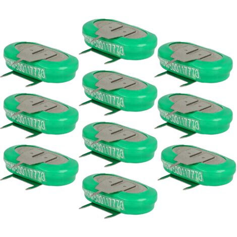 vhbw 10x NiMH replacement button cell battery tab type 1/V150H 3 pins 150mAh 1.2V suitable for model building batteries, solar lights etc. (1/5)