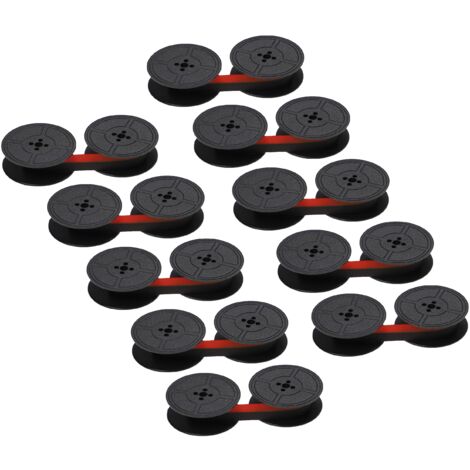 vhbw 10x Ribbon Cartridge compatible with Triumph-Adler Tippa, Tessy, Tasa 9000, Tasa 600 S Dot Matrix, Receipt Printer - Black-Red Ink Ribbon (1/2)