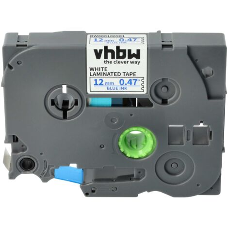 vhbw Label Tape compatible with Brother PT 9600, 9700PC, 9800PCN, D200BT, 9500, D200, 9500pc Label Printer 8m x 12 mm, Blue on White (1/5)