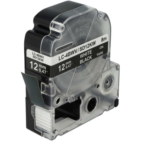vhbw Label Tape Replacement for KingJim SD12KW for Label Printer 8m x 12 mm, White on Black (1/5)