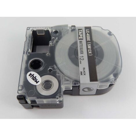 vhbw Label Tape Replacement for Epson LC-4SBE for Label Printer 8m x 12 mm, Black on Matt-Silver, plastic (1/2)