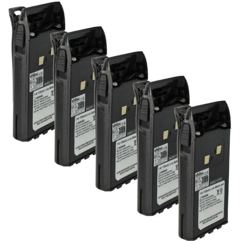 vhbw 5x Battery compatible with Albrecht DB270, DB271 Radio, Walkie-Talkie (1700 mAh, 7.4 V, Li-Ion) + Belt Clip (1/5)