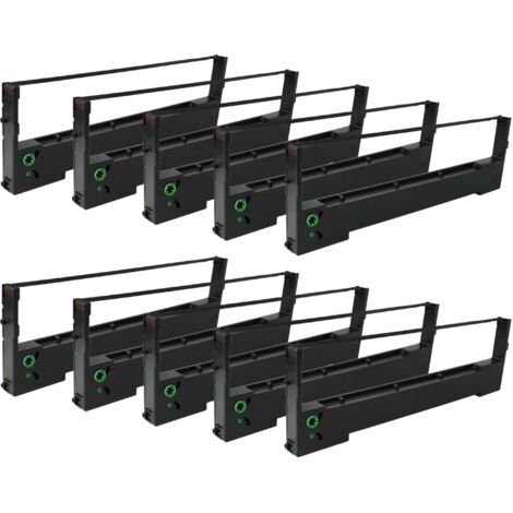 vhbw 10x Ribbon Cartridge compatible with Tally Genicom T2033, LA 550N, MT150, MT130, T 2040 Dot Matrix, Receipt Printer - Black Ink Ribbon (1/5)
