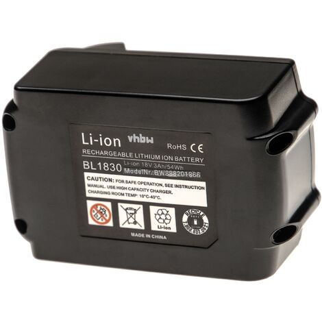 vhbw Battery compatible with Makita CF201DZ, CF201DZW, CL180FD, CL180FDRFW,  CL180FDZW Electric Power Tools (3000mAh Li-Ion 18V)