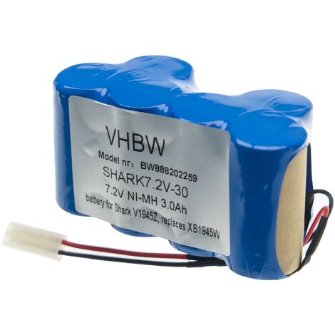 vhbw Replacement Battery compatible with Shark APL1172M, APL1172N, EU-36120, V1900, V1900C, V1900CW Vacuum Cleaner Home Cleaner (3000mAh, 7.2V, NiMH)