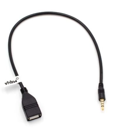 vhbw Aux adapter-cable jack USB OTG for in-car radio e.g. from Renault,  Saab, Seat, Skoda, SsangYong, Subaru, Suzuki, Toyota, Volvo, VW