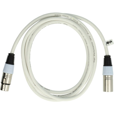 vhbw DMX Cable XLR Male Plug to XLR Female Socket compatible with Spotlights, Stage Lighting, Party Lights - 3 Pins, PVC Shielding, white, 2m (1/5)