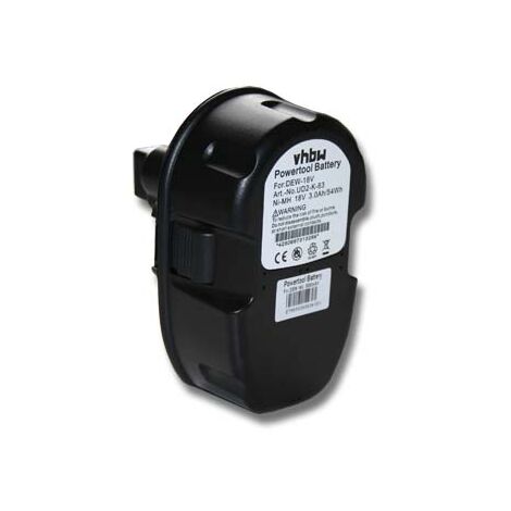 vhbw Battery compatible with Dewalt DC390B, DC390, DC385K, DC385B, DC390KA, DC390K, DC390N, DC390KB Power Tools (3000 mAh, NiMH, 18 V)