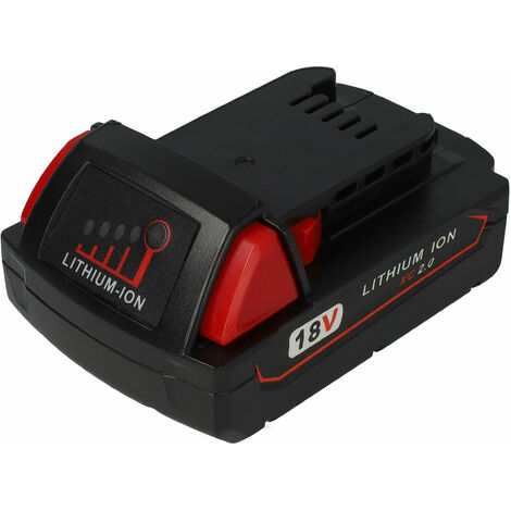vhbw Battery compatible with Milwaukee 2653-20, 2653-22, 2653-22CT, 2657-20, 2662-20, 2662-22, 2663-20 Electric Power Tools (2000mAh Li-Ion 18V)