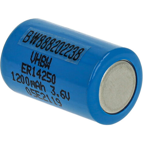 vhbw Lithium ER14250 Round Cell Battery Replacement for 1/2AA, 1770-XZ, 3B26, 418-0076, 60-0576-100 - Special Battery (1200mAh, 3.6 V, Li-SOCl2)