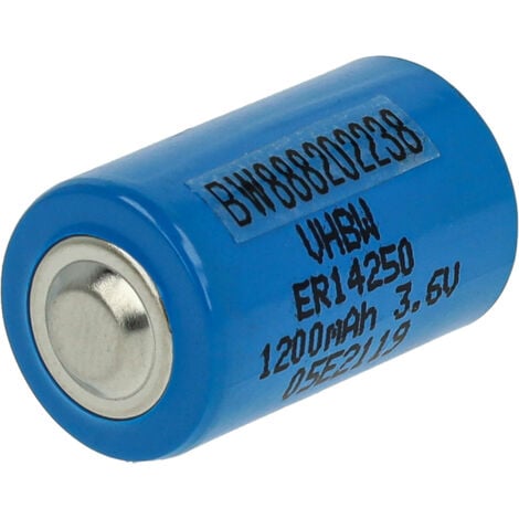 vhbw Lithium ER14250 Round Cell Battery Replacement for 1/2AA, 1770-XZ, 3B26, 418-0076, 60-0576-100 - Special Battery (1200mAh, 3.6 V, Li-SOCl2)