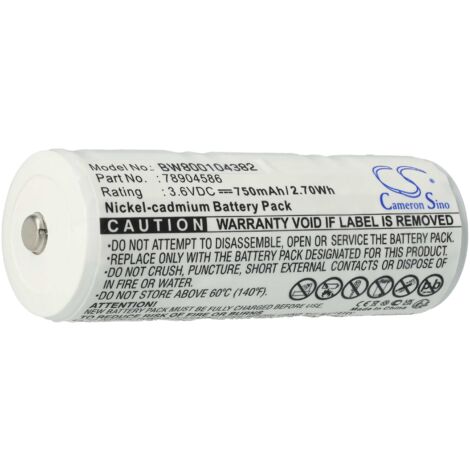 vhbw Replacement Battery compatible with Welch-Allyn 11720, 11730, 18100, 18200, 20000, 71000, 71003 Medical Equipment (750mAh, 3.6V, NiCd)
