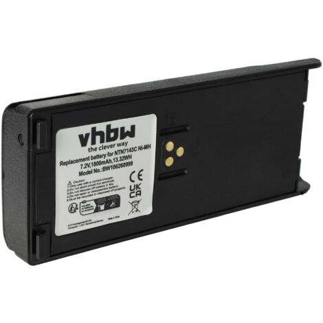 vhbw 1x Battery compatible with Motorola Radius GP900 Radio, Walkie-Talkie (1800mAh, 7.5 V, NiMH) + Belt Clip
