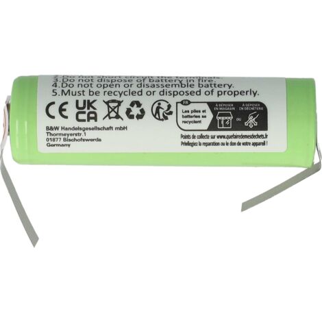 vhbw Replacement Battery compatible with Universal 5280, 5281/1 Lady Braun Style, 5575 Electric Toothbrush (2500mAh, 1.2V, NiMH)