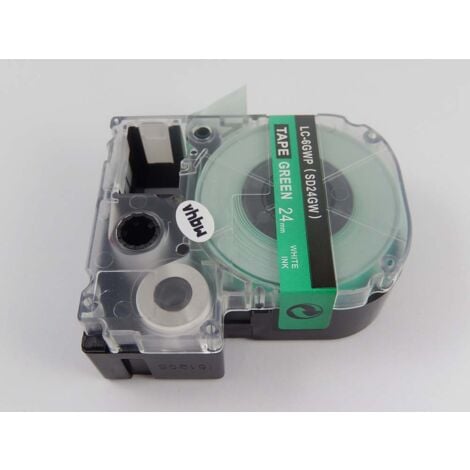 vhbw Label Tape compatible with KingJim SR330, SR3900C, SR3900P, SR530,  SR530C, SR550, SR6700D, SR750 Label Printer 24mm White on Green