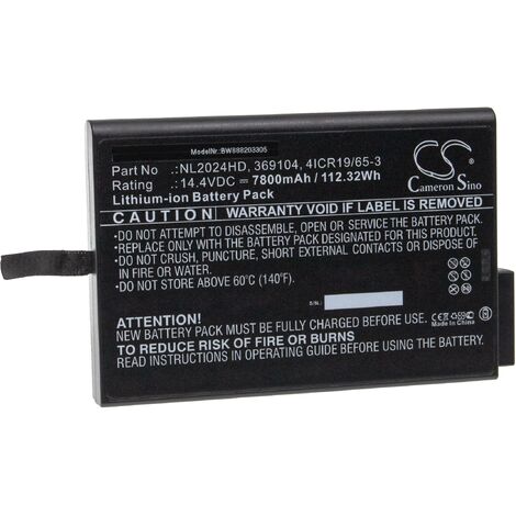 vhbw Battery Replacement for Philips 4ICR19/65-3, DYNA-WJ CM-2, NL2024, NL2024ED22, NL2024HD for Medical Equipment (7800mAh, 14.4V, Li-Ion)