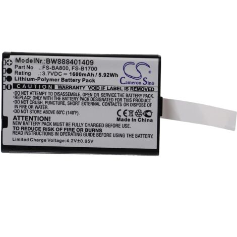 vhbw Battery Replacement for Flysky FS-B1700, FS-BA800 for Model Making Device (1,600mAh, 3.7V, Li-Polymer)
