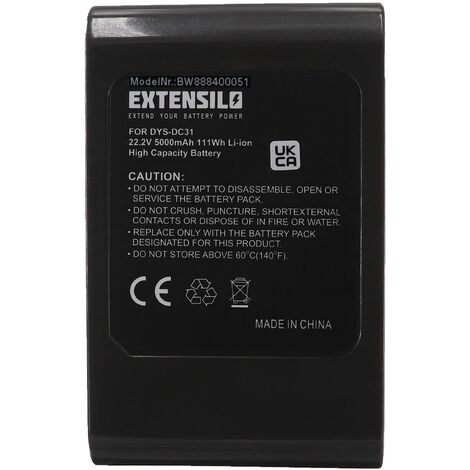 EXTENSILO Replacement Battery compatible with Dyson DC44 Animal Fuchsia Vacuum Cleaner Home Cleaner - Type B (5000 mAh, 22.2 V, Li-ion)