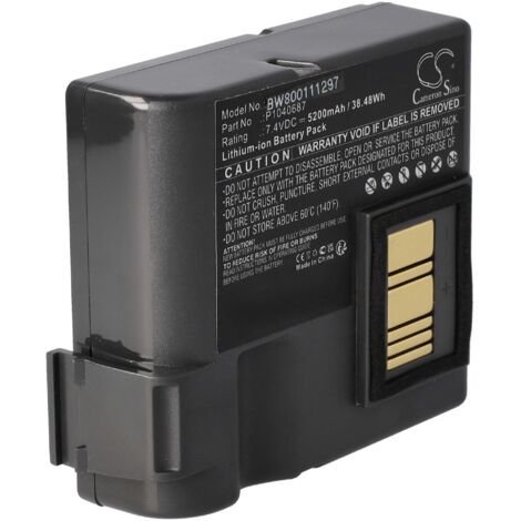 vhbw Battery compatible with Zebra ZQ630, QLN420 Printer Copier Scanner Label Maker (5200mAh, 7.4 V, Li-ion)