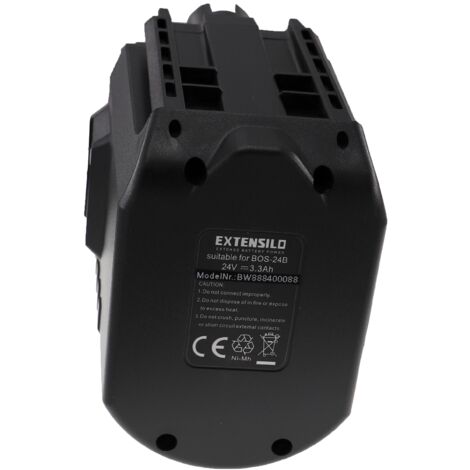 EXTENSILO Battery Replacement for Bosch 2 607 335 216, 2 607 335 223, BAT019, BAT020, BAT021 for Electric Power Tools (3300 mAh, NiMH, 24 V)