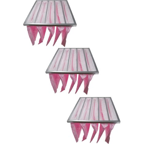 vhbw 3x HVAC F7 Bag Filter for Air-Conditioner Unit, Ventilation System, HVAC Applications, 49 x 59.2 x 36 cm, Pink - Pocket Filter, AC Air Filter (1/3)