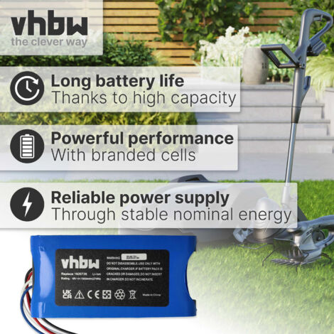 vhbw Battery compatible with Yard Force Compact 400Ri, 280R Lawnmower (1500mAh, 18 V, Li-Ion)