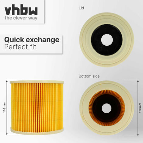vhbw Set 5x Replacement Filters compatible with Kärcher WD3P Extension Kit, WD  3 Premium Wet and