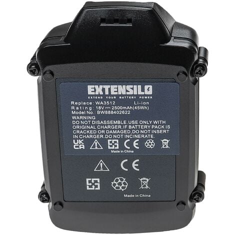 EXTENSILO 2x Replacement Battery compatible with Worx WU289