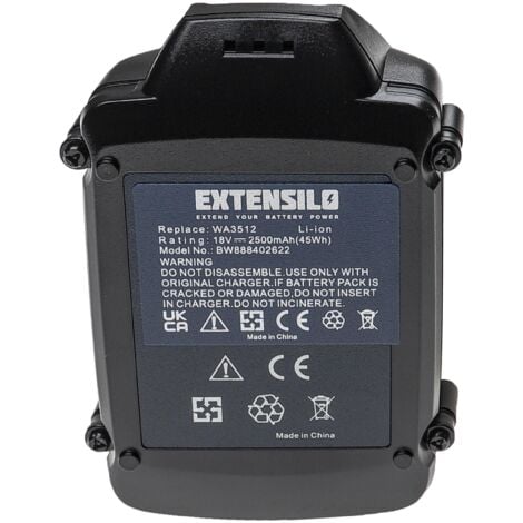 EXTENSILO 3x Battery Replacement for Worx WA3551.1 WA3572