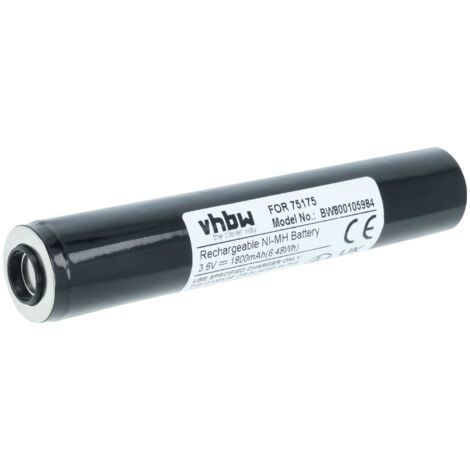 vhbw Replacement Battery compatible with Pelican Streamlight 75501, 75502, 75503, 75504, 75505, 75506, 75510 Torch, Headlamp (1800mAh, 3.6 V, NiMH) (1/5)