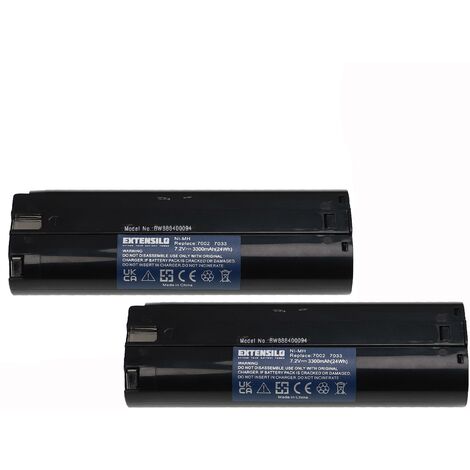 EXTENSILO 2x Battery Replacement for Makita 7033 for Electric Power Tools (3300 mAh, NiMH, 7.2 V)